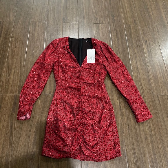 Zara red and black print dress - Picture 2 of 10